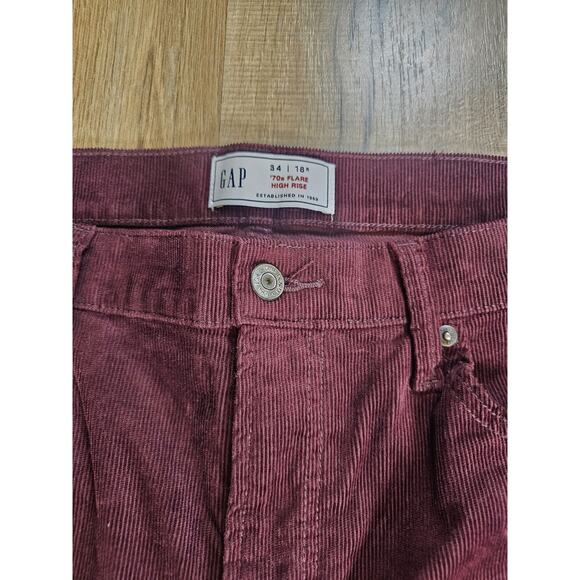 Gap 70s Flare Corduroy Pants Size 18 R High Rise Patch Pocket Wine NWT Wide Leg - Picture 3 of 9
